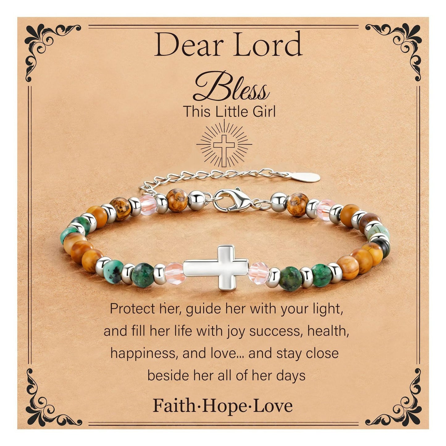 Vintage Natural Turquoise Cross Stainless Steel Bracelet Adjustable Lobster Clasp Unisex Jewelry