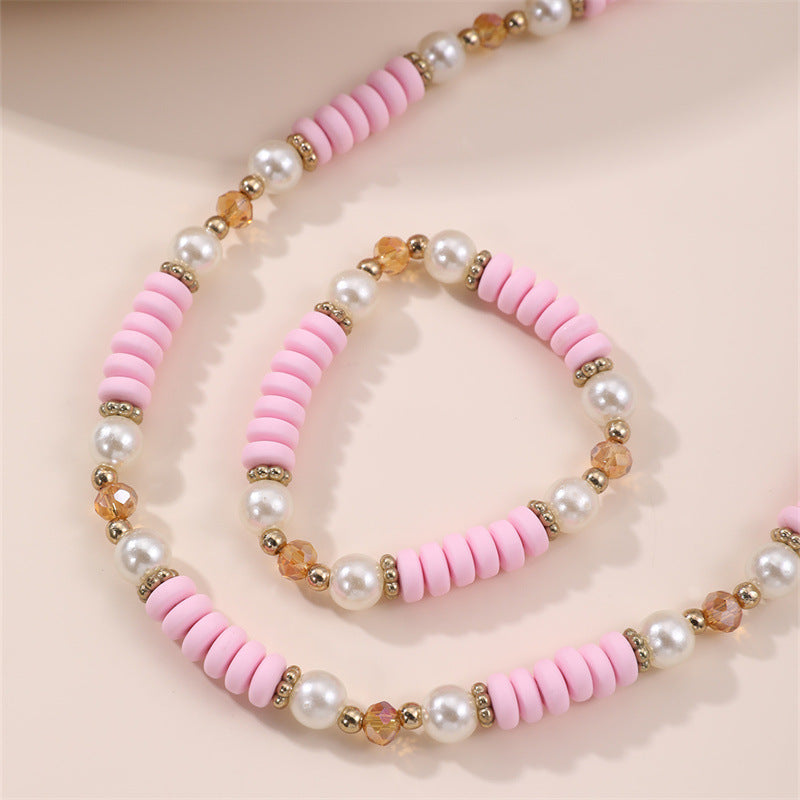 Pulsera de Cuentas de Arcilla Polimérica Fresca y Adorable con Diseño en Forma de Ola para Mujer