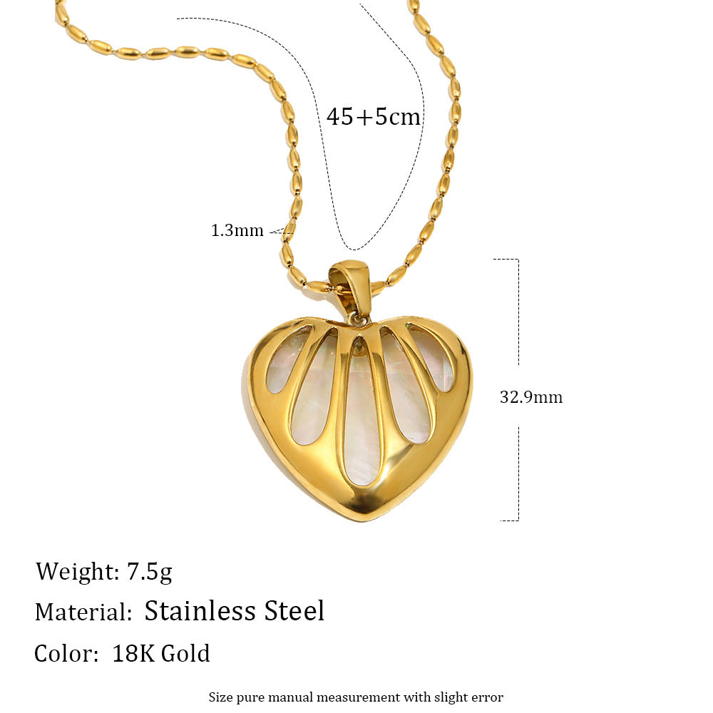 Elegant Luxury 18K Gold Plated Stainless Steel Heart Pendant Necklace for Women