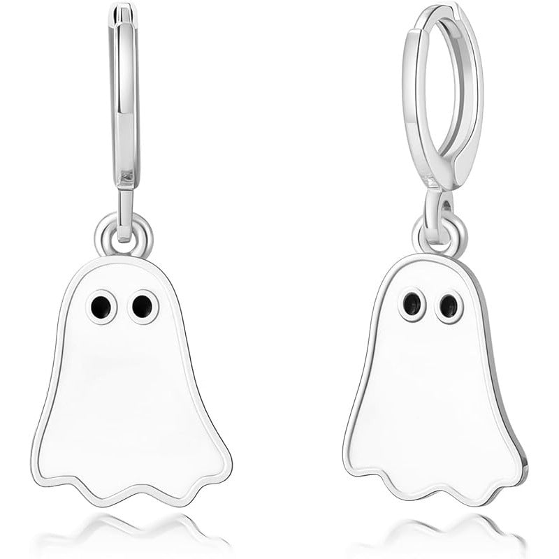 Pendientes de aleación con forma de fantasma para mujer, con acabado galvanizado, joyería minimalista geométrica para fiesta de Halloween