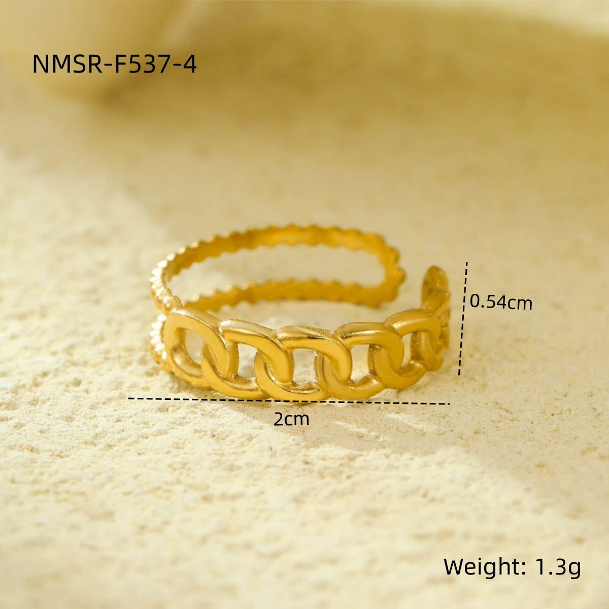 Anello aperto geometrico minimalista in acciaio inossidabile con placcatura in oro 18 carati, design multistrato cavo da donna