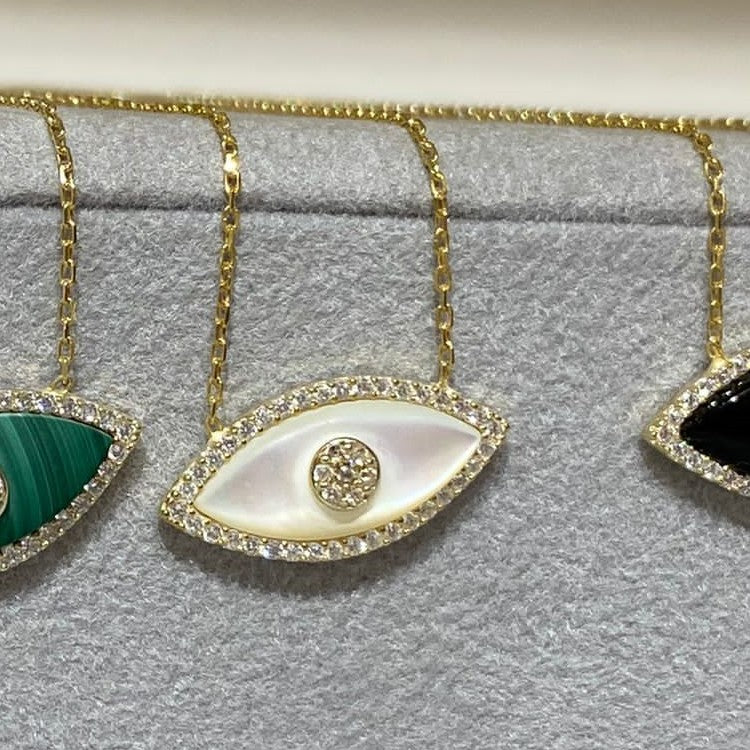 Fashion-Forward Teardrop-Shaped Evil Eye Pendant Necklace in Copper with Titanium Steel Charm and 18K Gold Plating