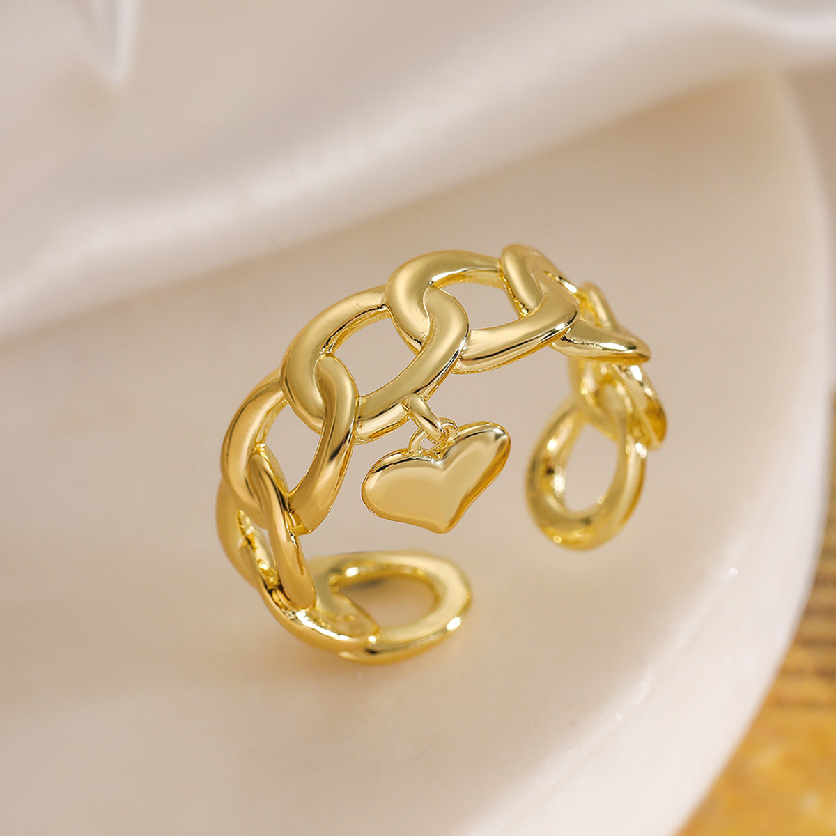 Minimalist 18K Gold Plated Geometric Brass Ring for Women
