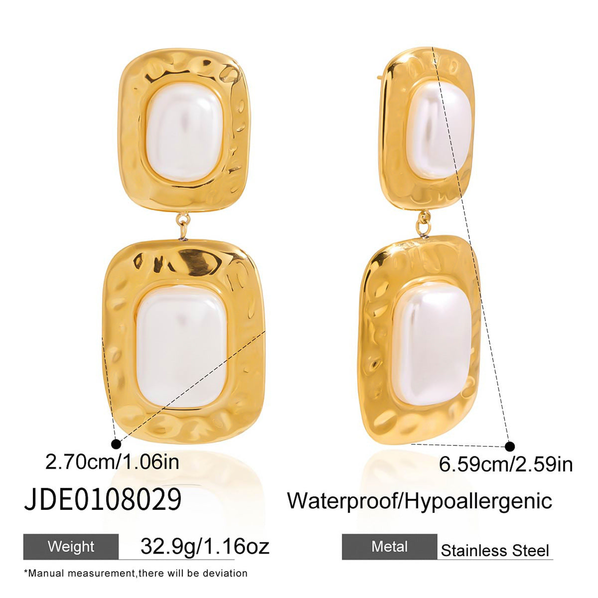 Orecchini da donna di lusso geometrici a rombo in acciaio al titanio con placcatura in oro PVD sottovuoto