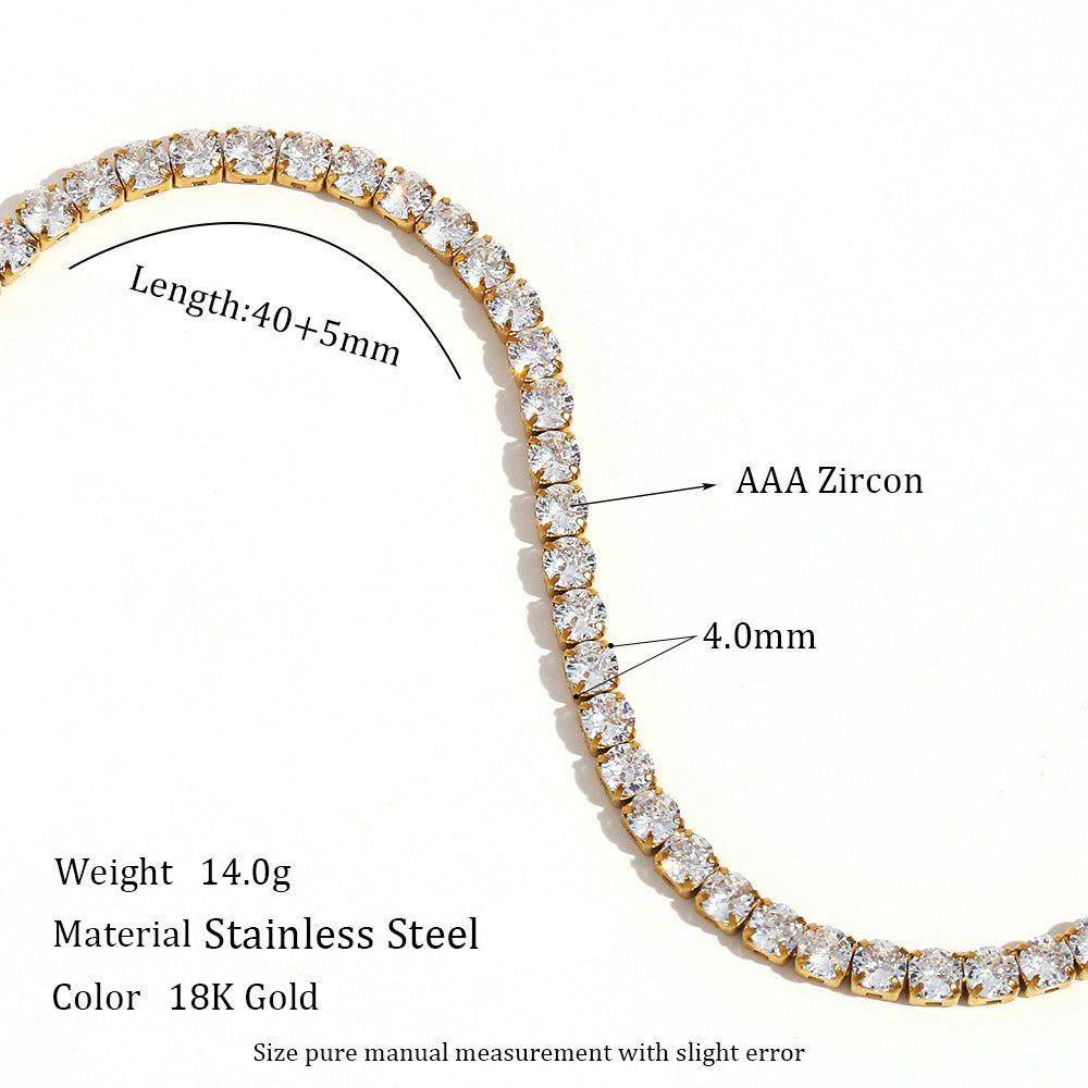 Minimalist Geometric Stainless Steel Plated Bracelet with Zirconia for Women