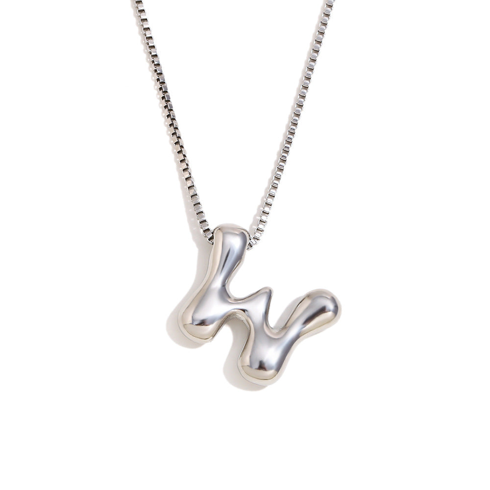 Minimalist Fashion Letter Necklace for Women Stainless Steel Pendant with 18K Gold Plating