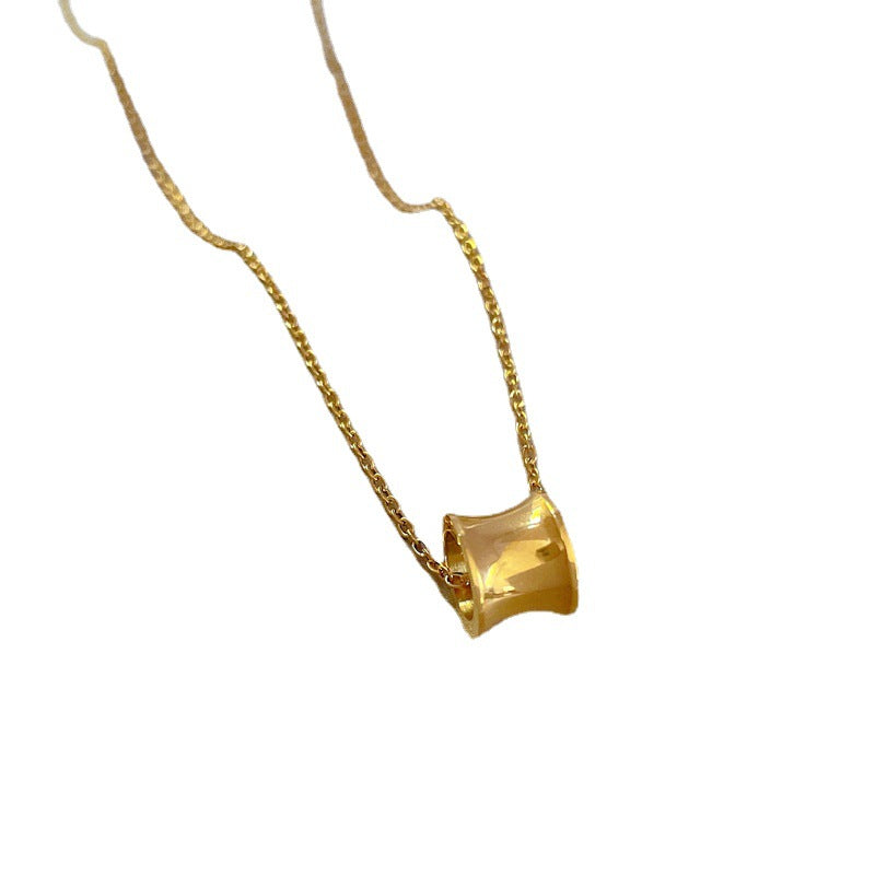 Collar minimalista de cadena O de acero de titanio con colgante geométrico unisex