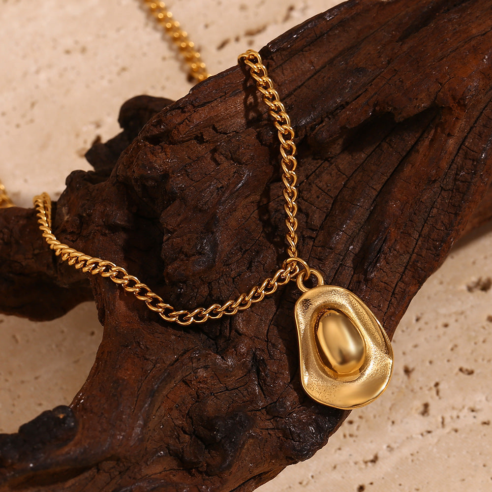 Vintage-Inspired Geometric Pendant Necklace for Women Stainless Steel with 18K Gold Plating Western Cowboy Style