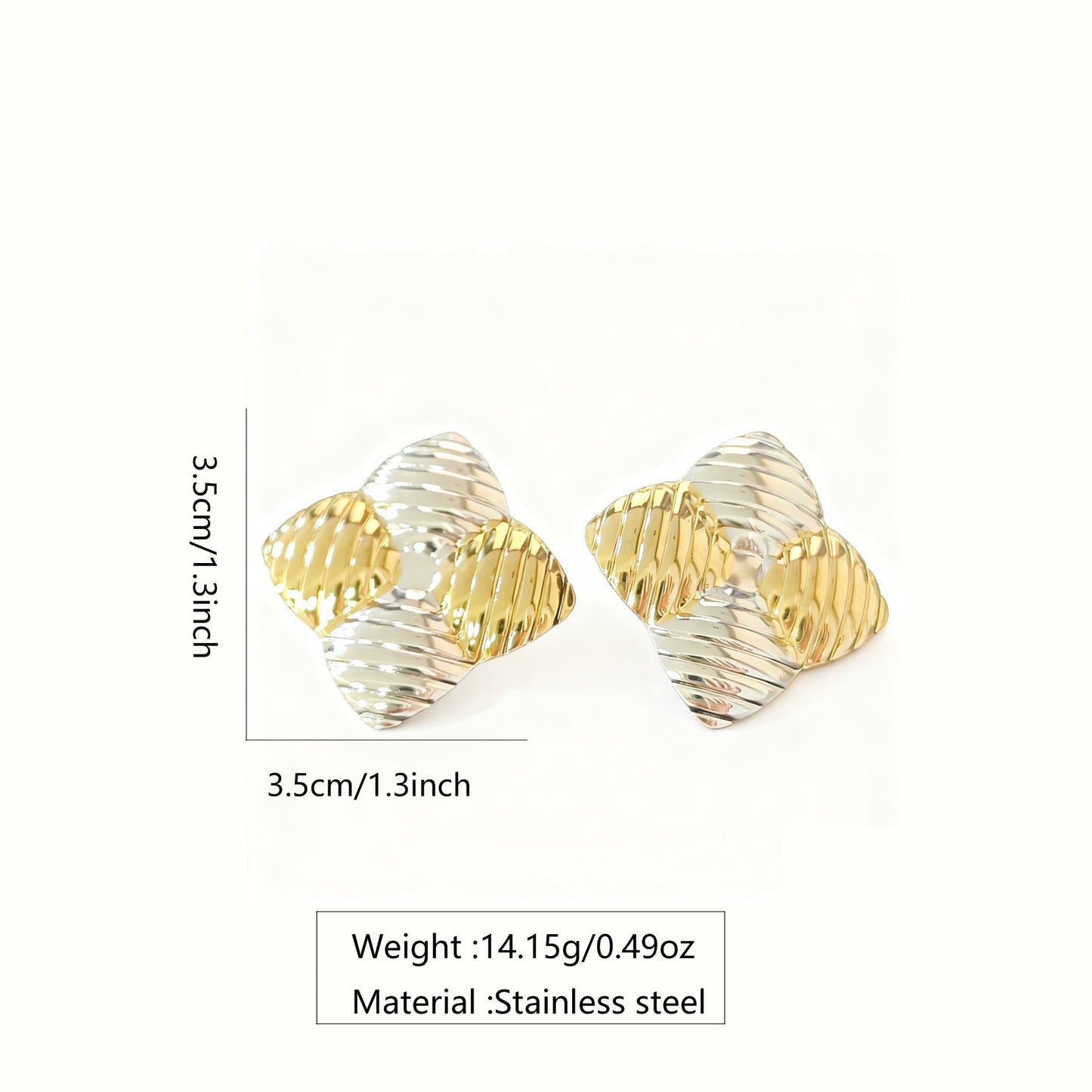 Minimalist Geometric Square Plated Stainless Steel Earrings for Women