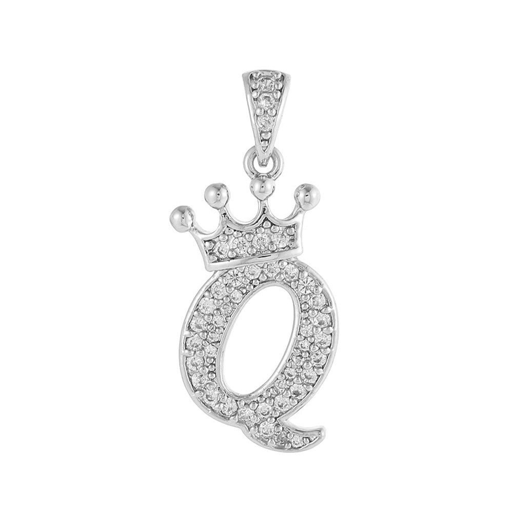 Silver Plated Brass Cubic Zirconia Inlaid Letter Charm Bar for DIY Necklace Bracelet