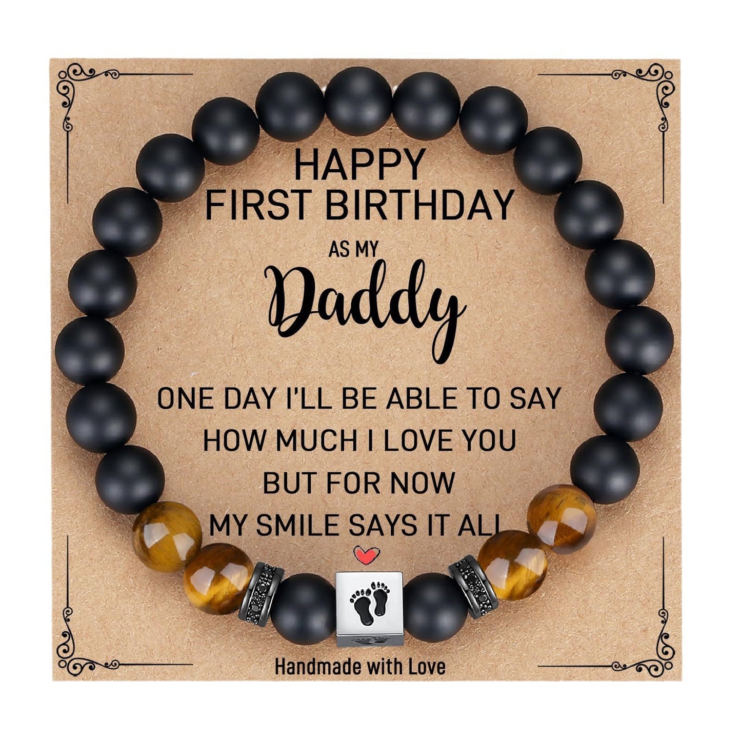Men's Casual Matte Tiger Eye and Stainless Steel Geometric Bracelet