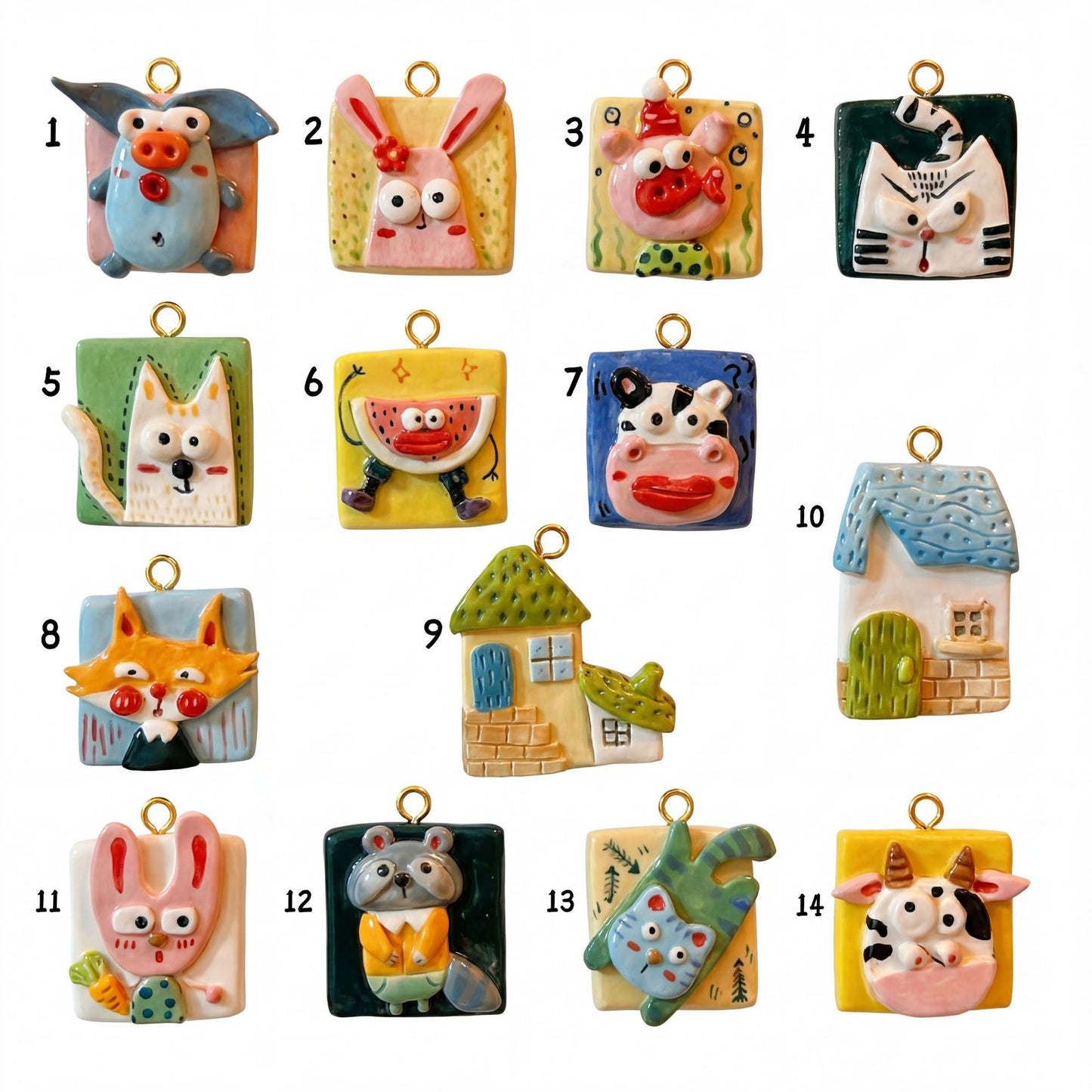 Sweet Punk Cartoon Animal Brass Plated Ball Chain Charm Bar