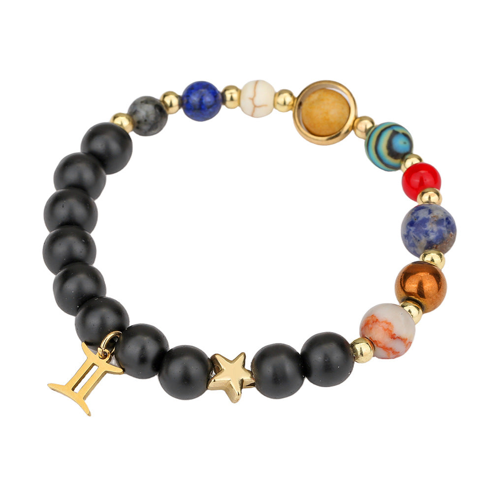 Constellation Geometric Stainless Steel and Alloy Beaded Bracelet with Natural Gemstone for Unisex