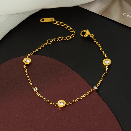 Bracciale da donna in acciaio al titanio a forma di foglia, minimalista, placcato oro 18 carati con dettaglio petalo floreale