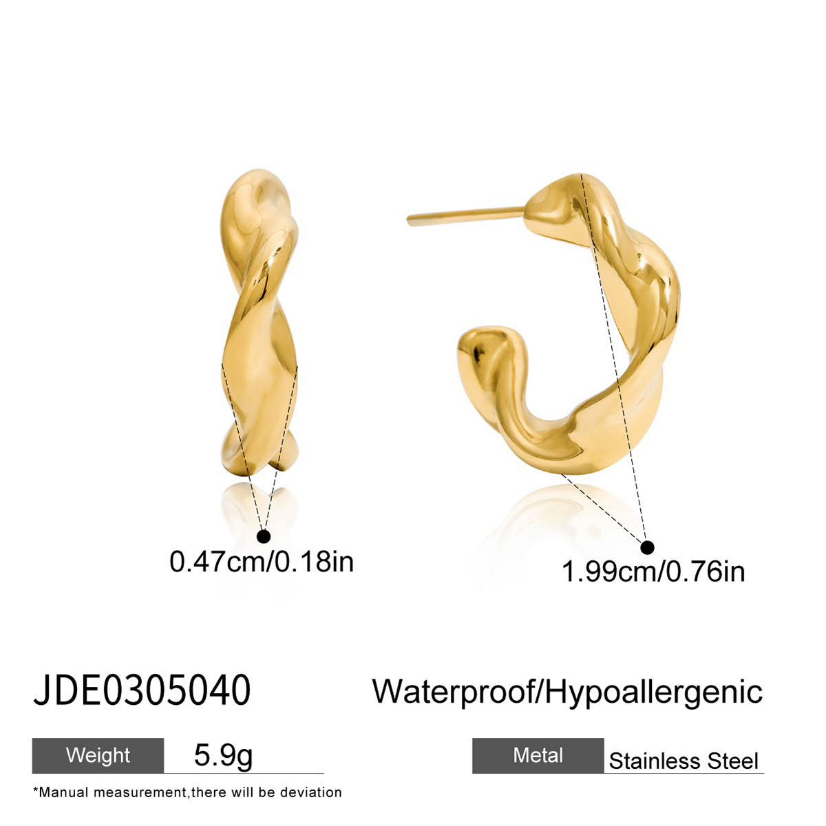 Pendientes Minimalistas Geométricos de Acero Inoxidable con Acabado Chapado para Mujer, Tachuelas de Lujo Ligeras