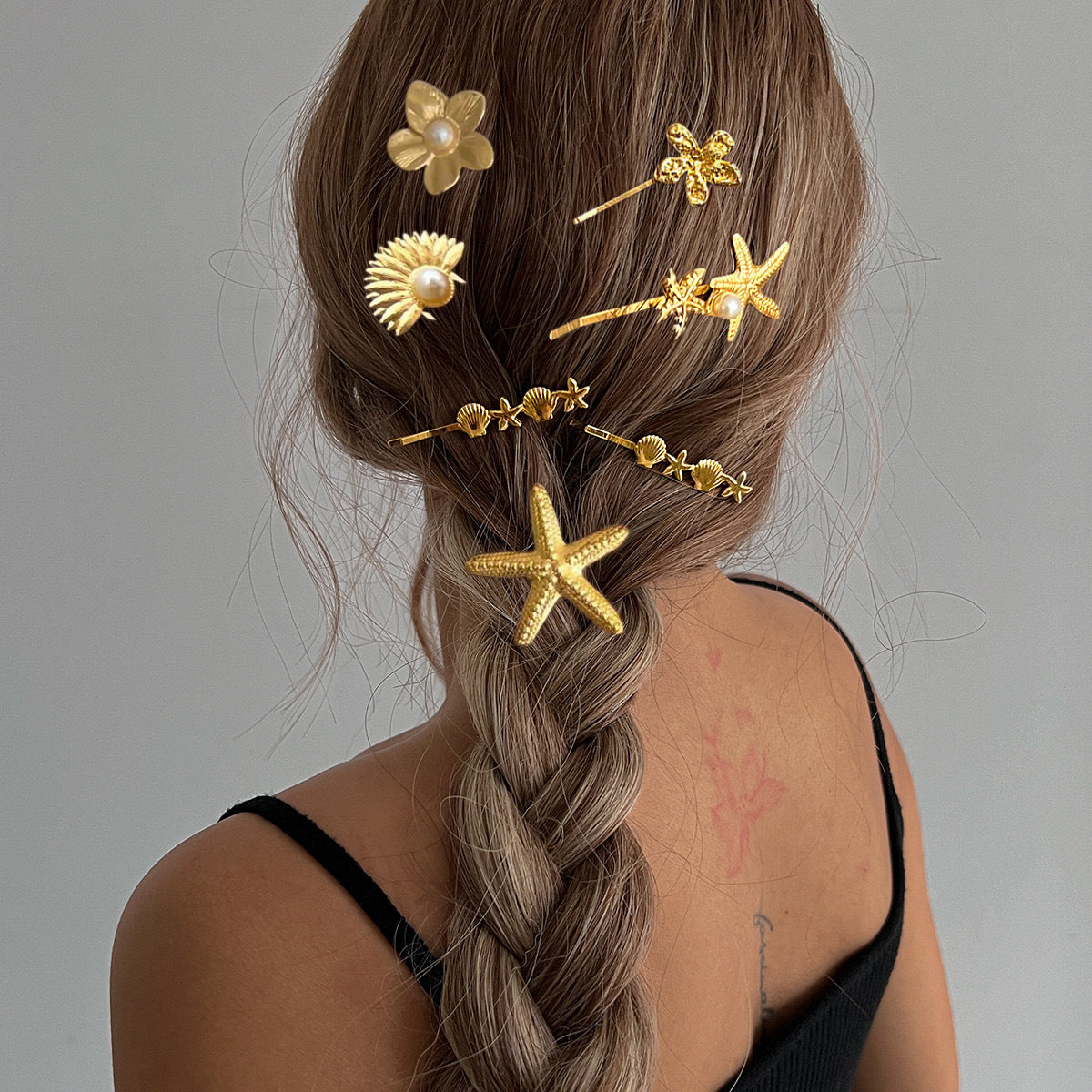 Casual Alloy Plated Starfish Hair Pin for Women