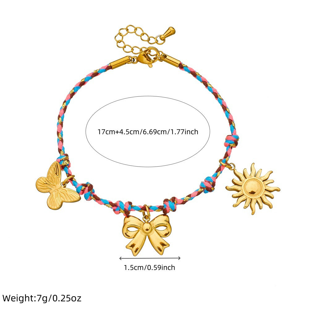 Minimalist Elegant Gold Plated Stainless Steel Bow Bracelet