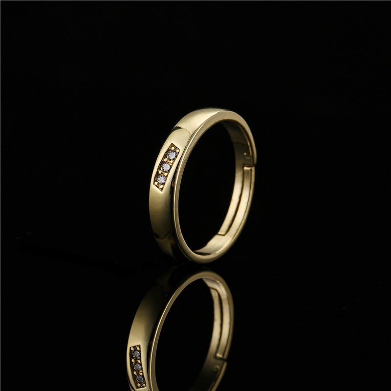 Geometric Brass Micro-set Ring with 18K Gold Plated Finish for Women