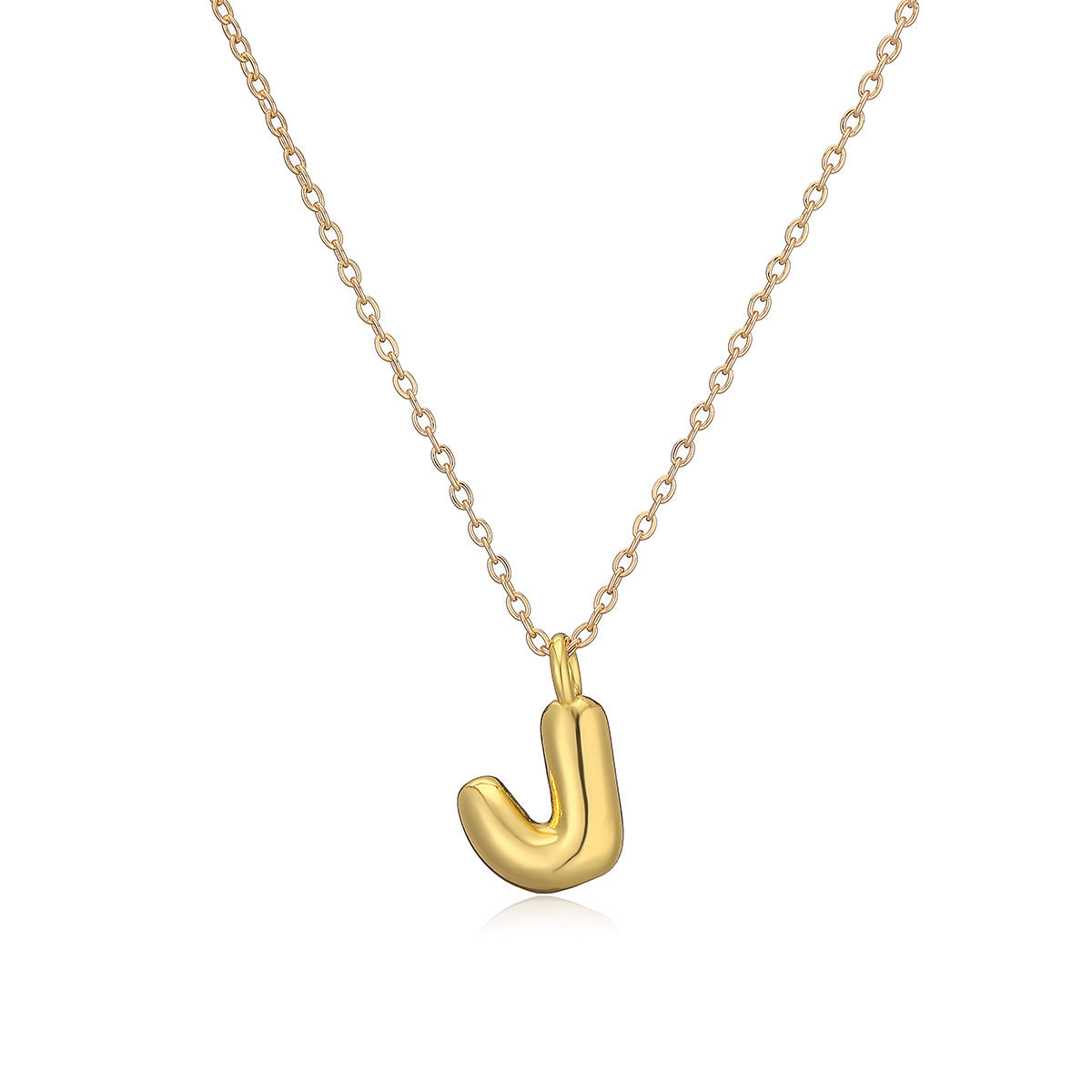 Minimalist Letter-Shaped Copper Pendant Necklace with Real Gold Plating for Women