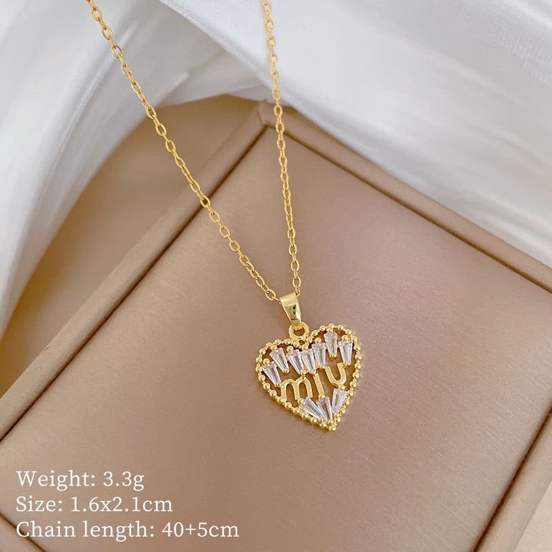 Collar de titanio con diamantes de imitación, cielo estrellado geométrico, para mujer, cadena de labios minimalista, estilo dulce