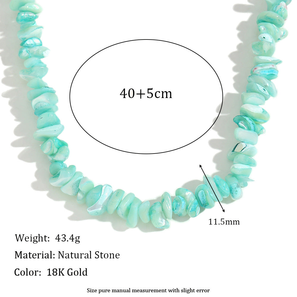Collana Minimalista Geometrica in Acciaio Inossidabile Placcato Oro 18K con Intarsio in Pietra Naturale da Donna
