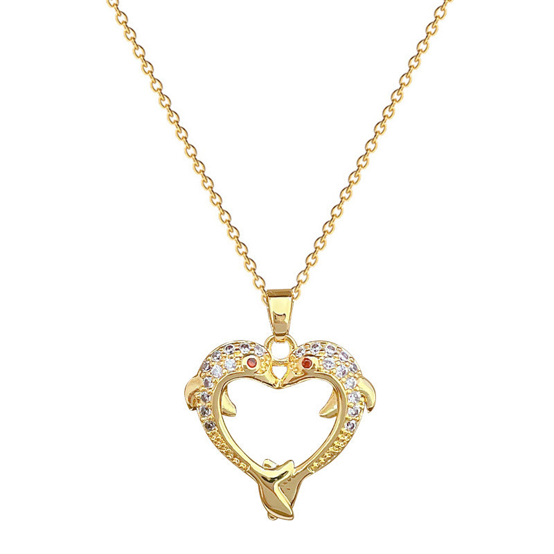 Minimalist Heart-Shaped Titanium Steel Necklace with Rhinestone Inlay for Women and Men, Delicate Clavicle Chain