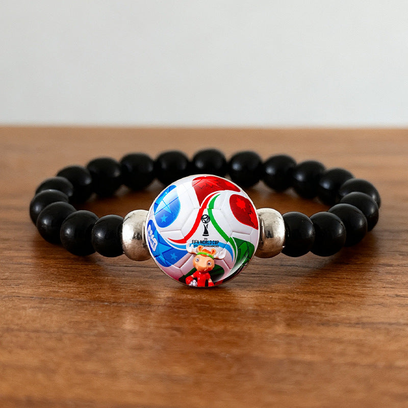 Geometric Crystal Beaded Bracelet Unisex Black Wristband