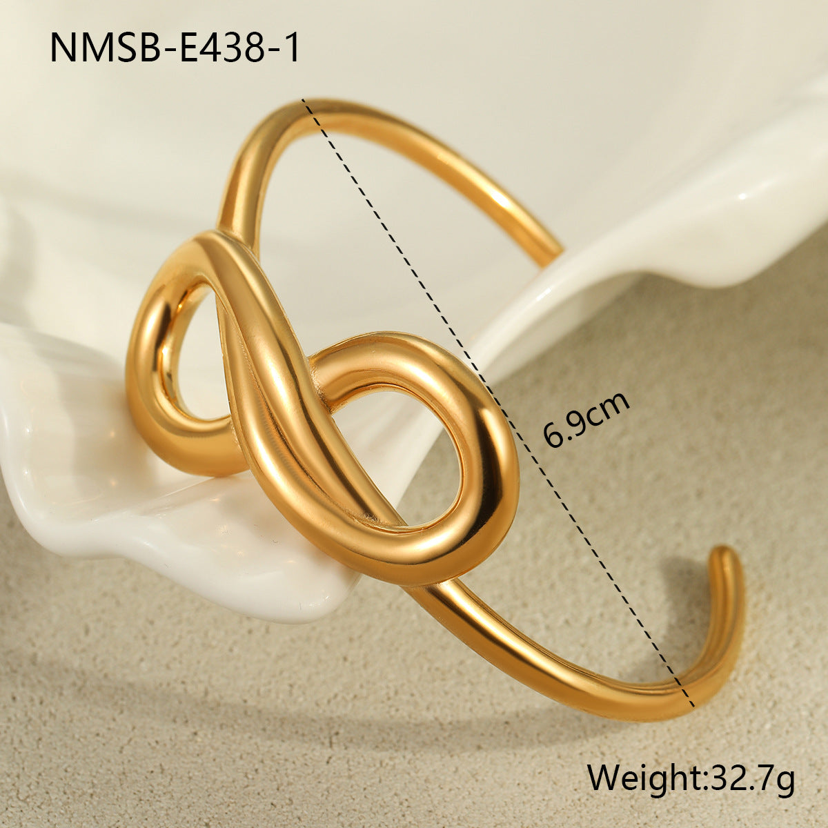 Minimalist Geometric Stainless Steel Bracelet with 18K Gold Plating for Women