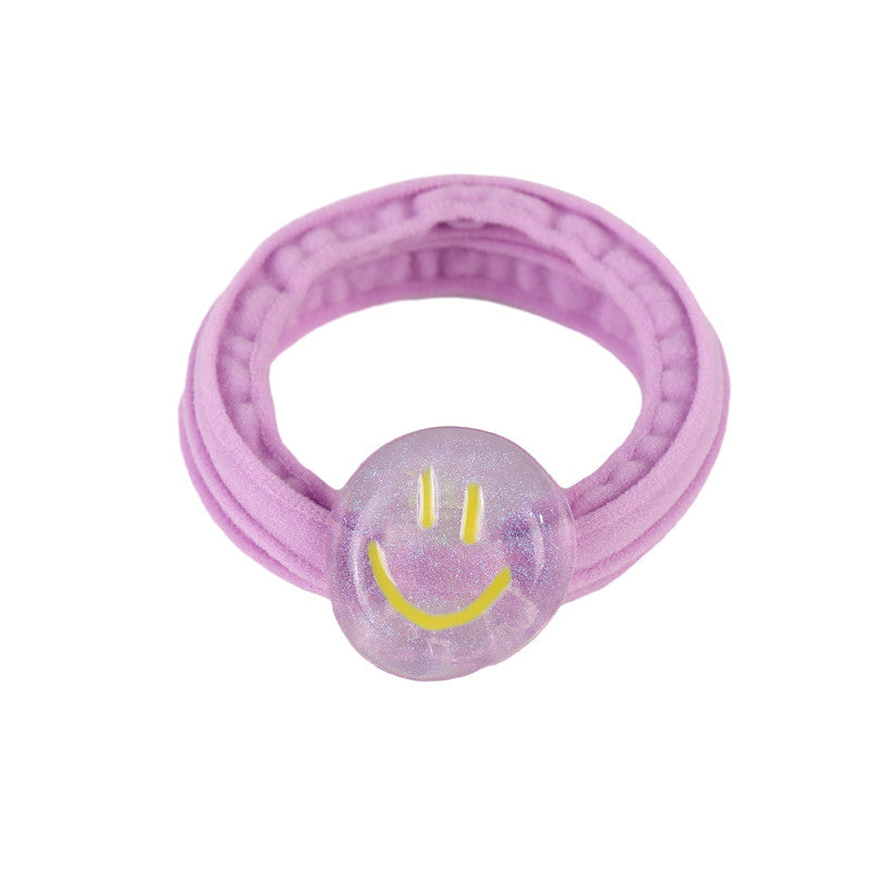 Cute Smiley Face Hair Tie for Kids in Pastel Macaron Colors Elastic Ponytail Holder for Girls and Children