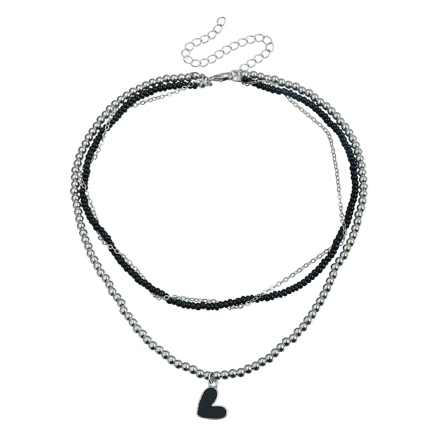 Collar de clavícula con colgante de aleación con forma de corazón, minimalista y a la moda, con acabado galvanizado