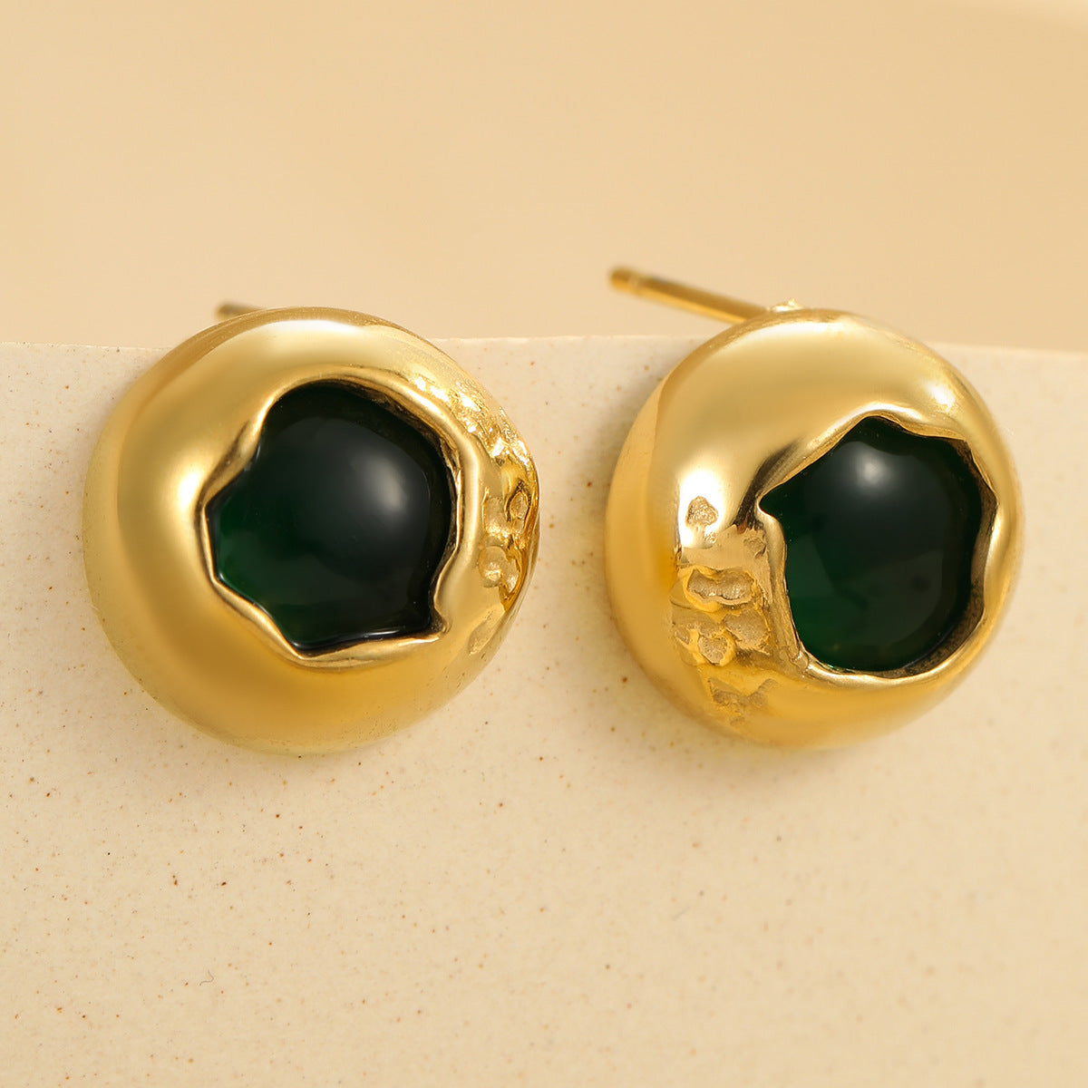 Orecchini rotondi minimalisti in acciaio inossidabile placcati oro 18K in stile vintage da donna