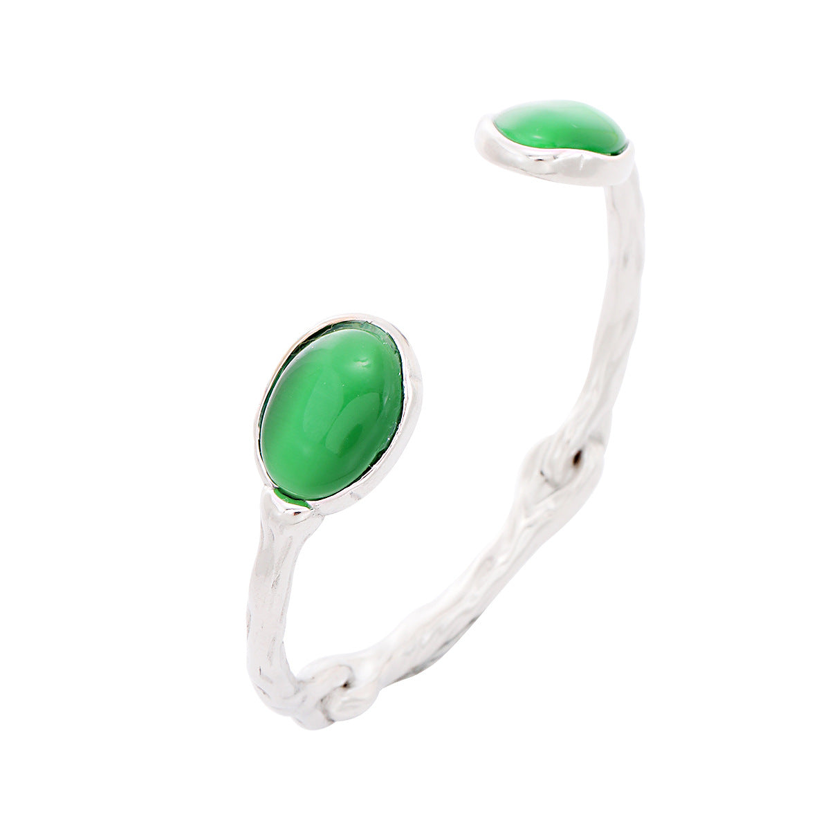 Vintage French Style Oval Natural Stone Bracelet in Titanium Steel with Plated Finish for Women