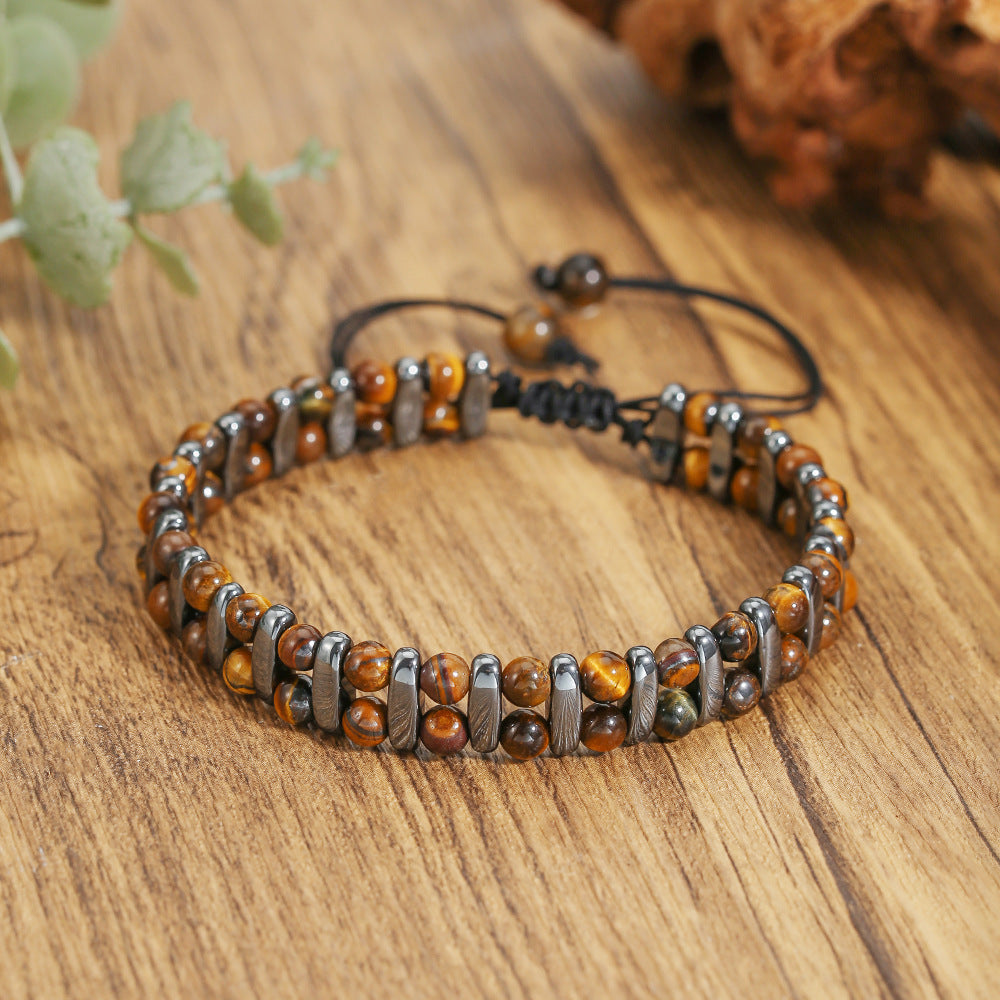 Minimalist Hip-hop Sporty Round Geometric Hematite Handmade Beaded Bracelet for Men and Women