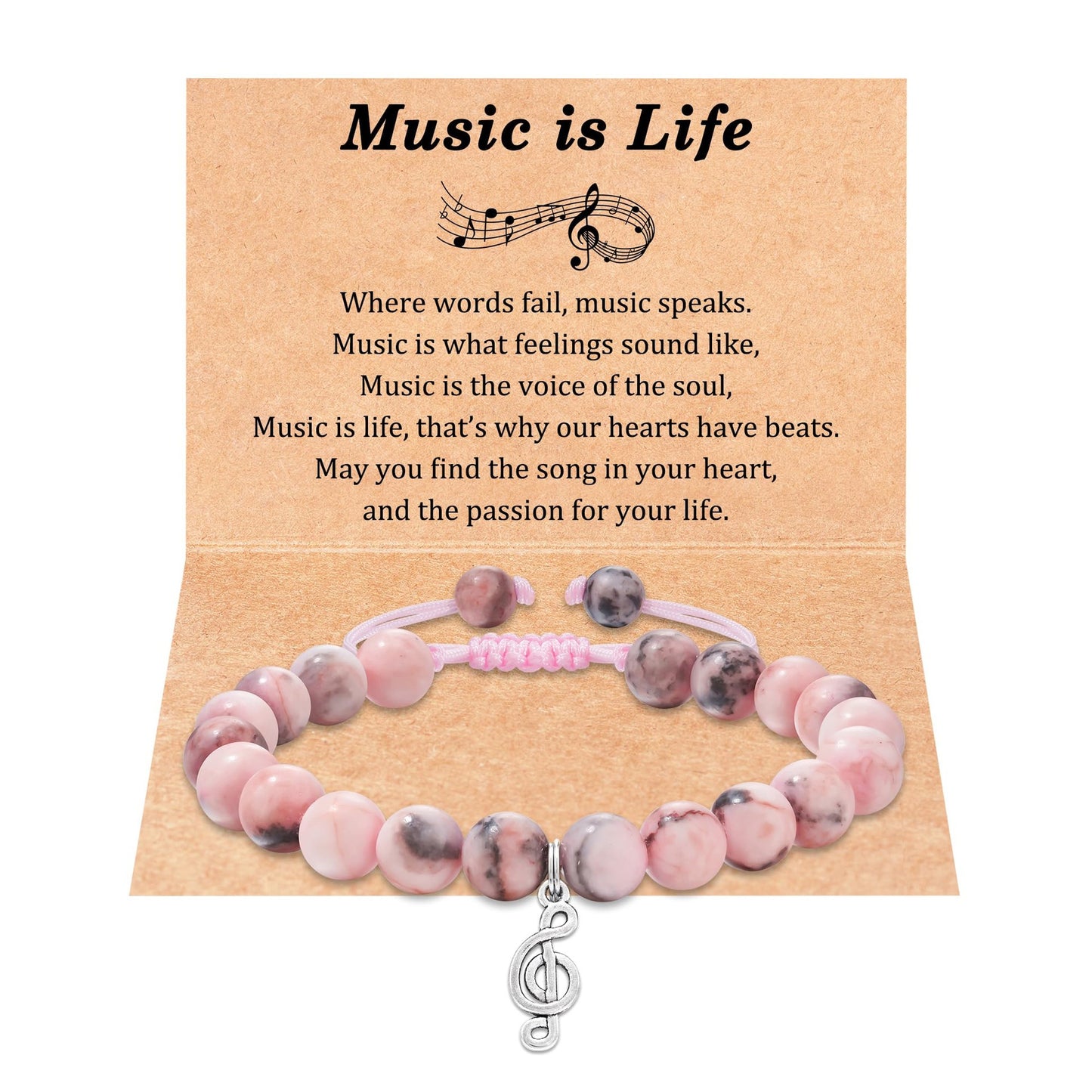 Minimalist Geometric Crystal Bracelet with Music Note Charm Unisex Handmade Jewelry