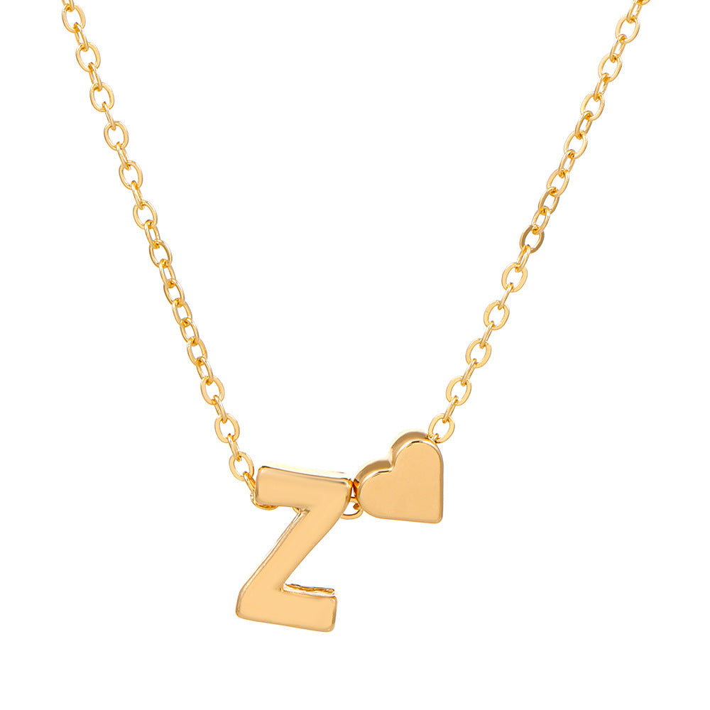 Sweet Heart Letter Alloy Plated Necklace Singapore Chain for Women