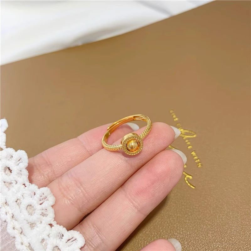 Minimalist Gold-Plated Copper Ring with Letter Design Adjustable Index Finger Ring for Women and Men