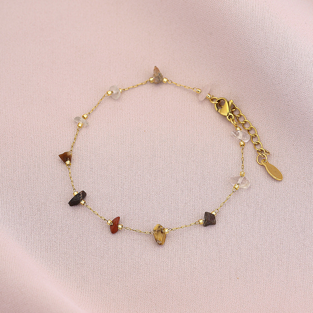 Bracciale alla moda geometrico in acciaio al titanio con finitura galvanica per uomo e donna, con accento in pietra naturale turchese