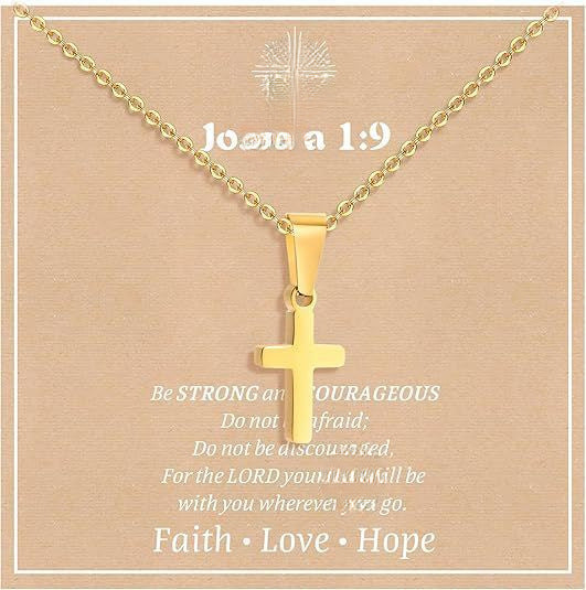 Elegant Business Geometric Cross Pendant Stainless Steel PVD Cable Chain Necklace Unisex