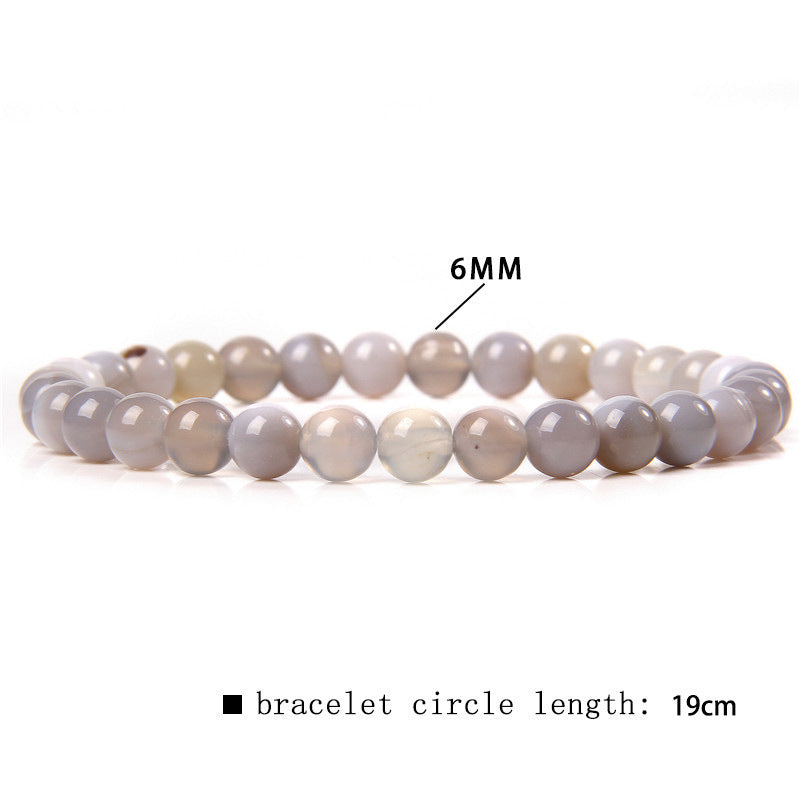 Elegant Casual Geometric Natural Agate Beaded Bracelet Unisex 6mm