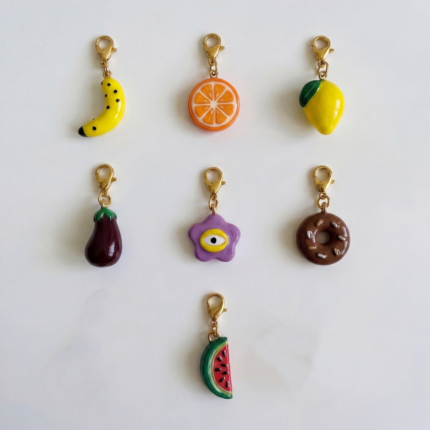 Colgante de barra chapado en oro de 18 quilates de acero titanio con diseño de fruta vintage, PVD, DIY