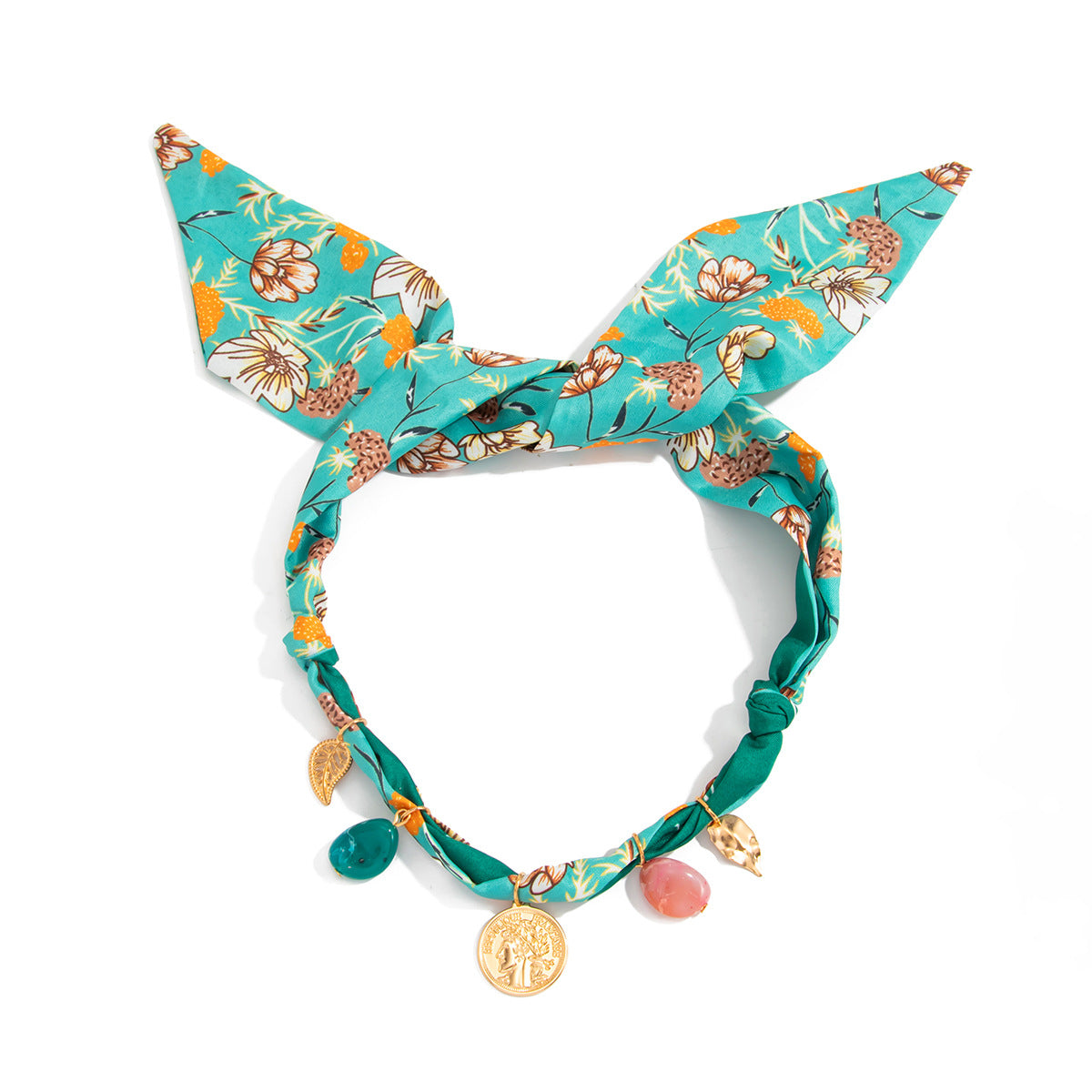 Bohemian Sweet Resin Leaf Pendant Zinc Alloy Scarf Necklace for Women