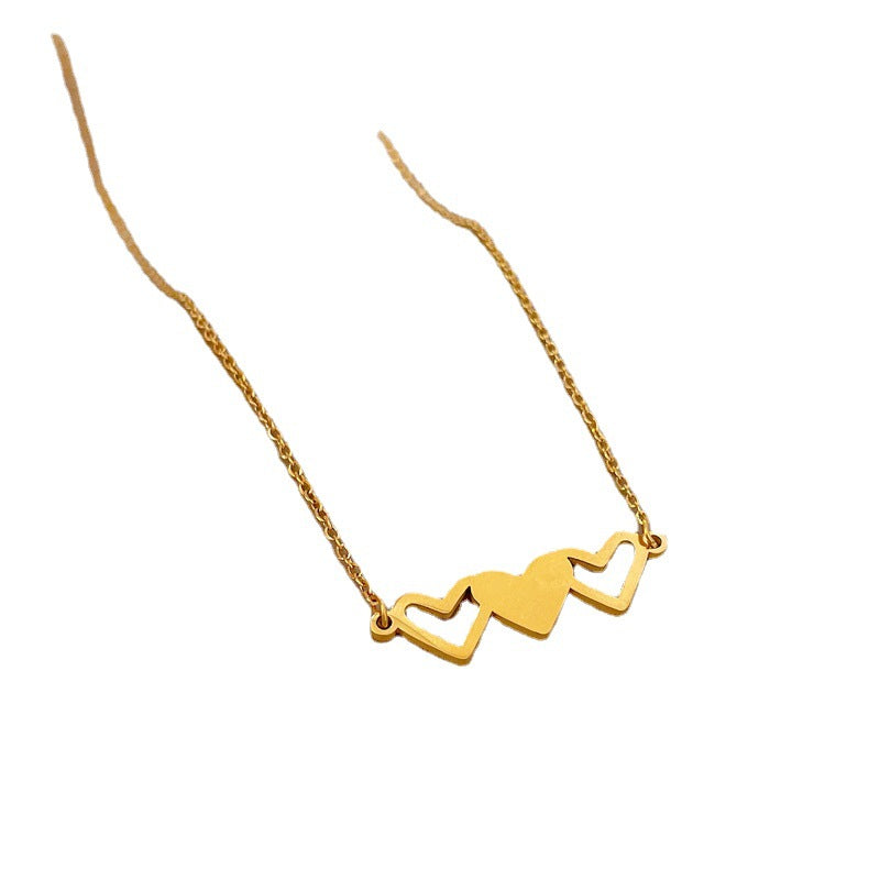 Collana Pendente a Cuore Minimalista in Acciaio al Titanio per Donna e Uomo con Finitura Placcata Oro e Catena Regolabile