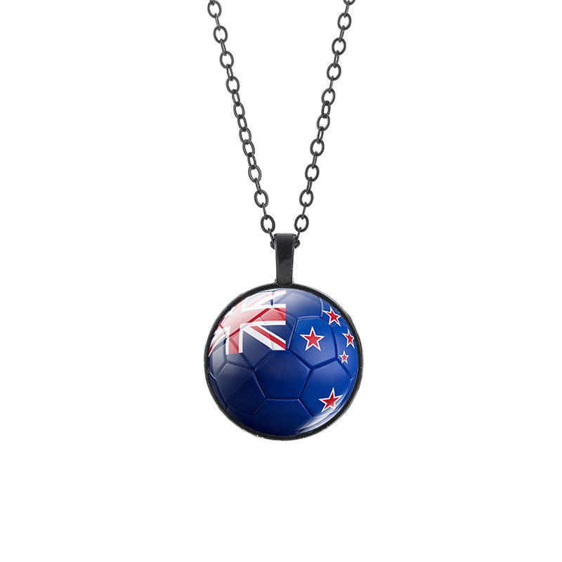 Collana casual in lega placcata con ciondolo in cristallo nero, catena a cavo unisex