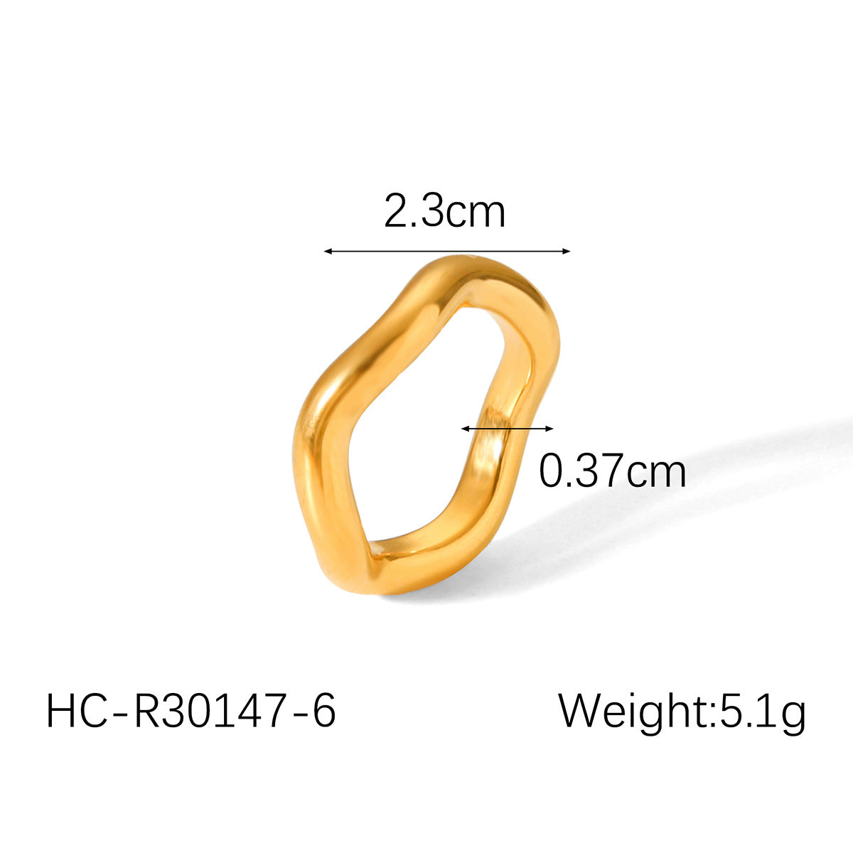 Minimalist Wave-Shaped Stainless Steel Open Ring for Women with Plated Finish and Ocean-Inspired Design