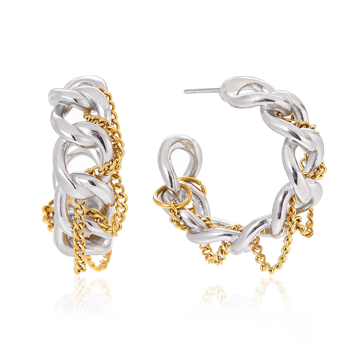 Pendientes colgantes geométricos de acero inoxidable con acabado chapado para mujer, joyería de oreja minimalista y a la moda