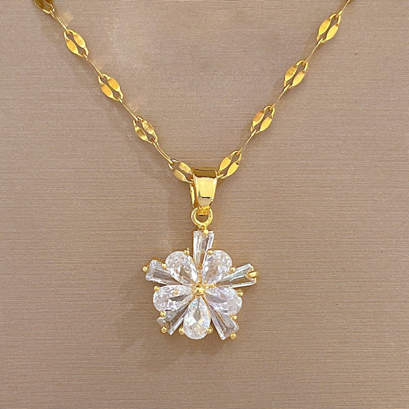 Luxury Sweet Geometric Titanium Steel Necklace and Earrings Set