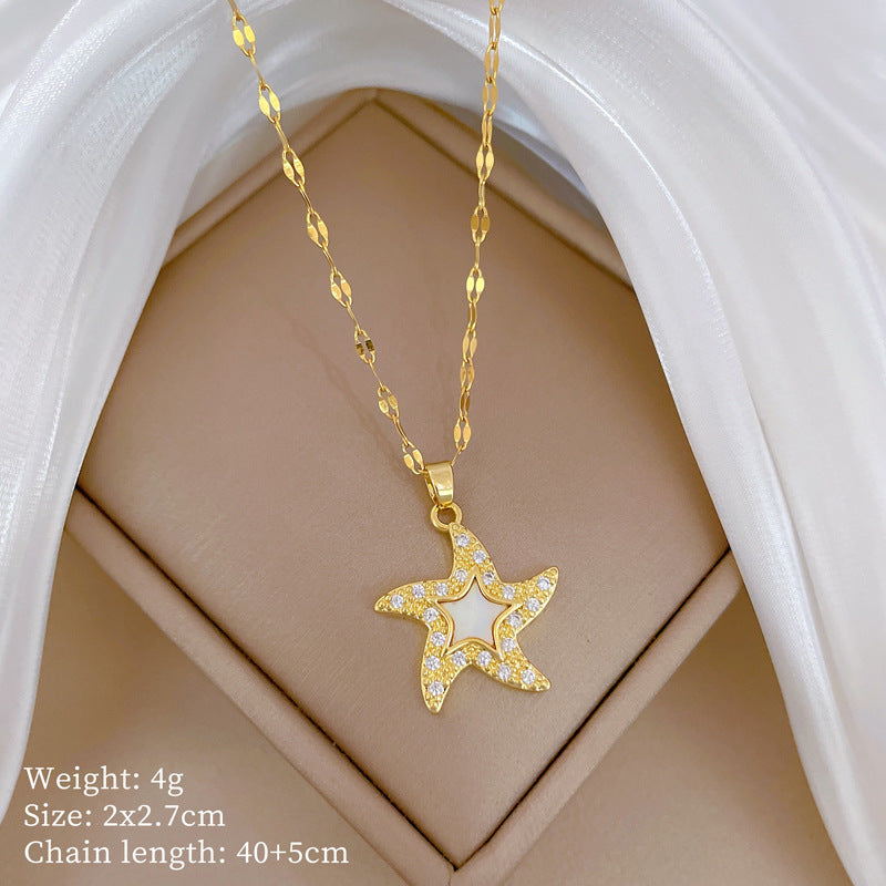 Collar de titanio con diamantes de imitación, cielo estrellado geométrico, para mujer, cadena de labios minimalista, estilo dulce