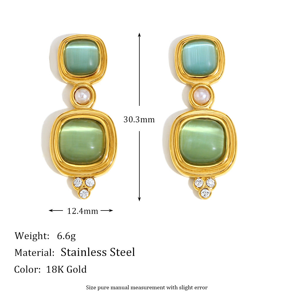 Orecchini da donna alla moda in acciaio inossidabile con geometria placcati in oro 18 carati