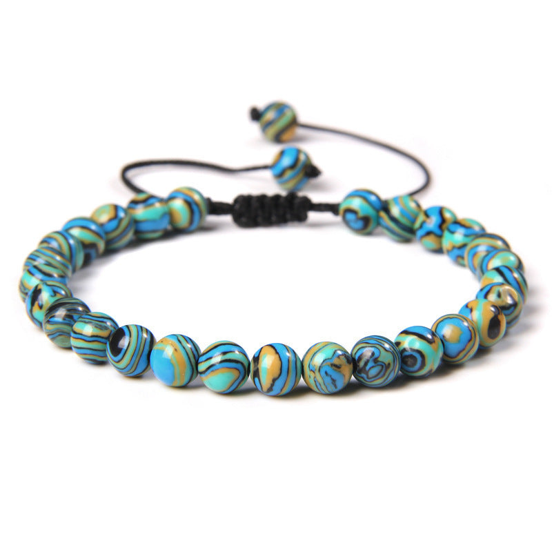 Sweet Sporty Geometric Natural White Crystal Stretch Bracelet 6mm Unisex Handmade Energy Bangle