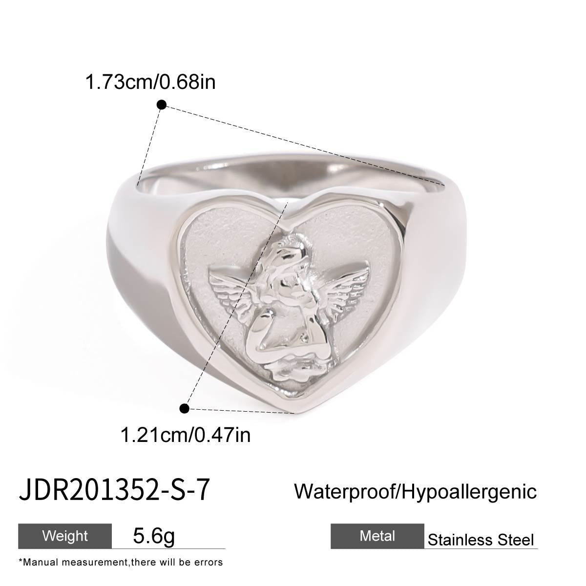 Elegant Geometric Angel Plated Titanium Steel Ring for Women